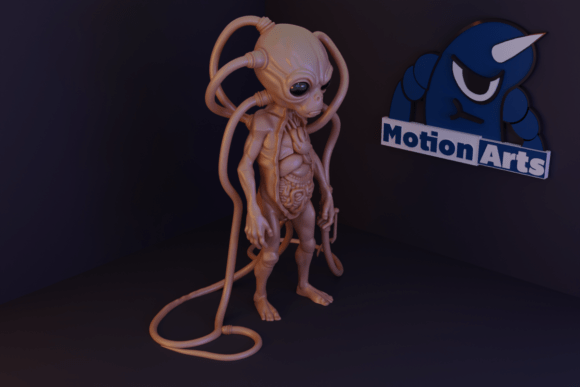 Alien with Exposed Organs: A Fascinating 3D Model for Printing