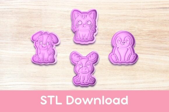 Explore Endless Creativity with Cute Animals Pack 3 Cookie Cutters and Stamp STLs
