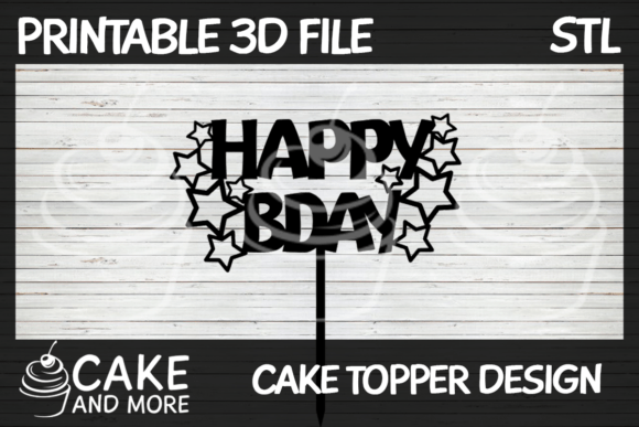 Happy Bday with Star Clusters: A Modern and Playful Cake Topper