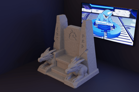 Minimalist Cartoon Dragon Throne: A Perfect Blend