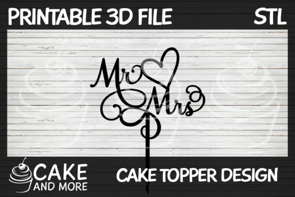 Modern Mr and Mrs Cake Topper with Heart