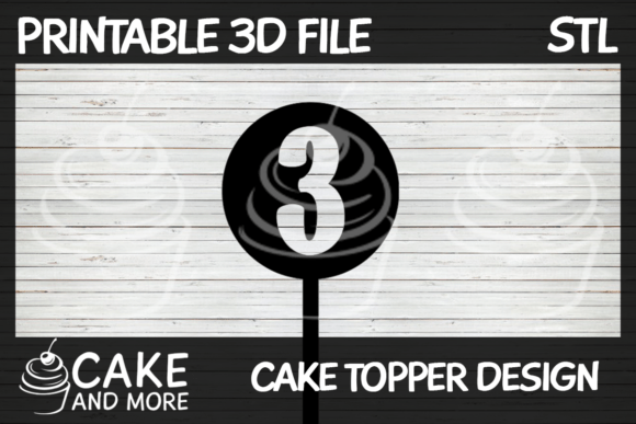 Modern Number 3 Cake Topper for Celebrations
