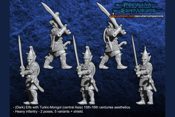Turko-Mongol Dark Elfs Heavy Infantry: A Distinctive Force for Your Fantasy Battles